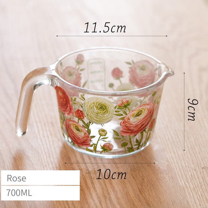 Retro Flowers Measuring Cup with Lid