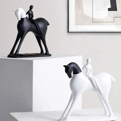 Nordic Abstract Horse & Rider Figurine