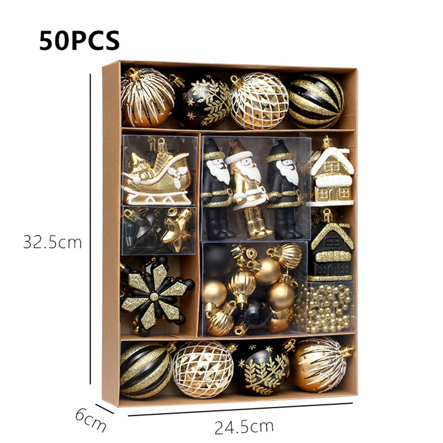 50pcs Painted Mixed Christmas Ball Set