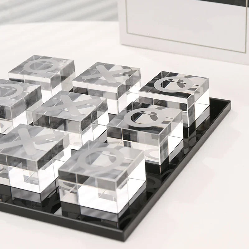 Jeu de morpion en verre moderne