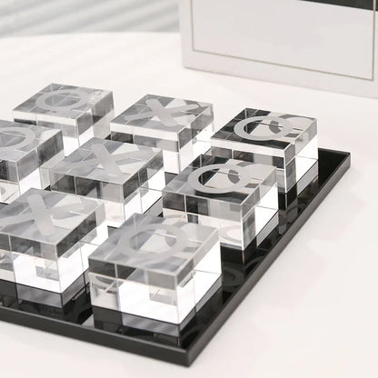 Jeu de morpion en verre moderne