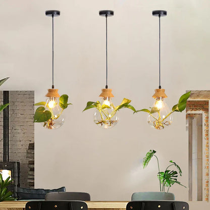 Glass Pendant Plant Light