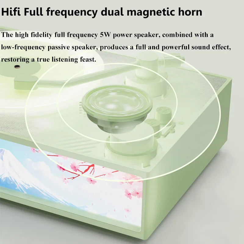 Enceinte Bluetooth de style tourne-disque rétro