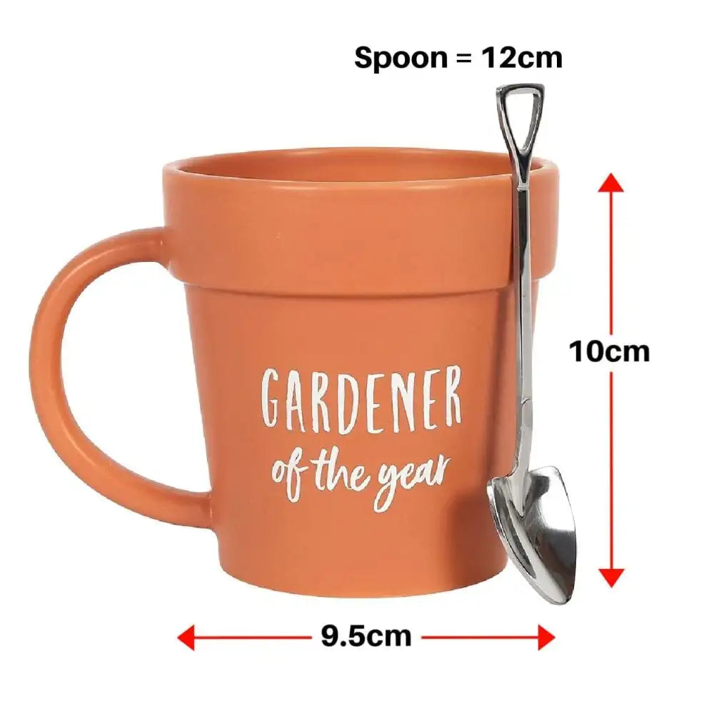 Gardener Of The Year Plant Pot Mug with Shovel Spoon