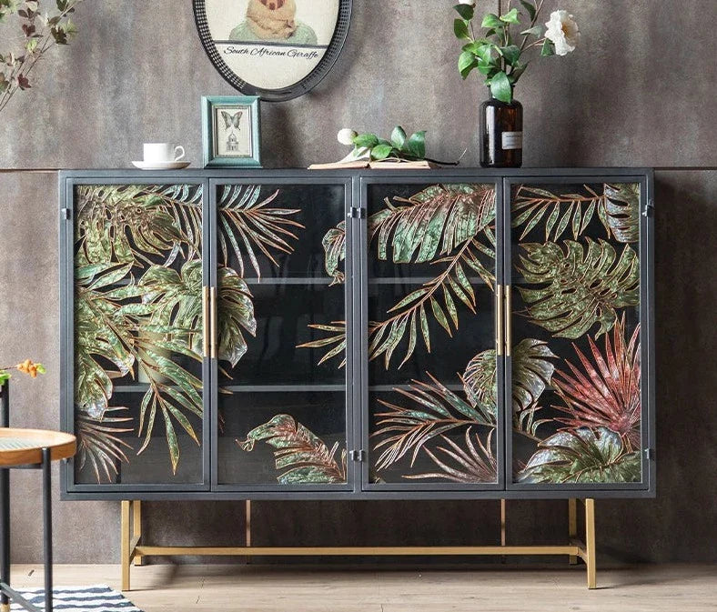 Monstera Leaves Metal Cabinet