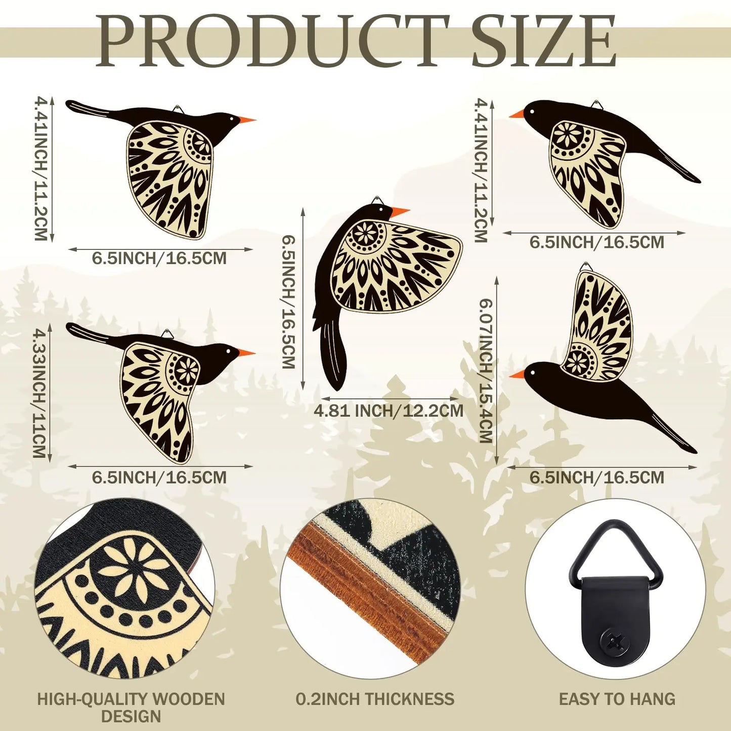 Spirit Birds of Harmony Wall Art (5pcs)