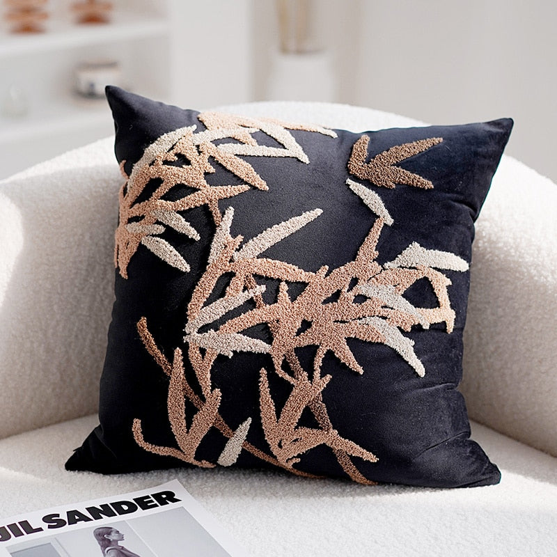 Embroidered Orchid Pillow Cover