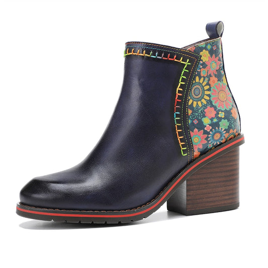 Colorful Flowers Ankle Boots