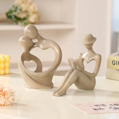 Abstract Couple Sculpture with Heart