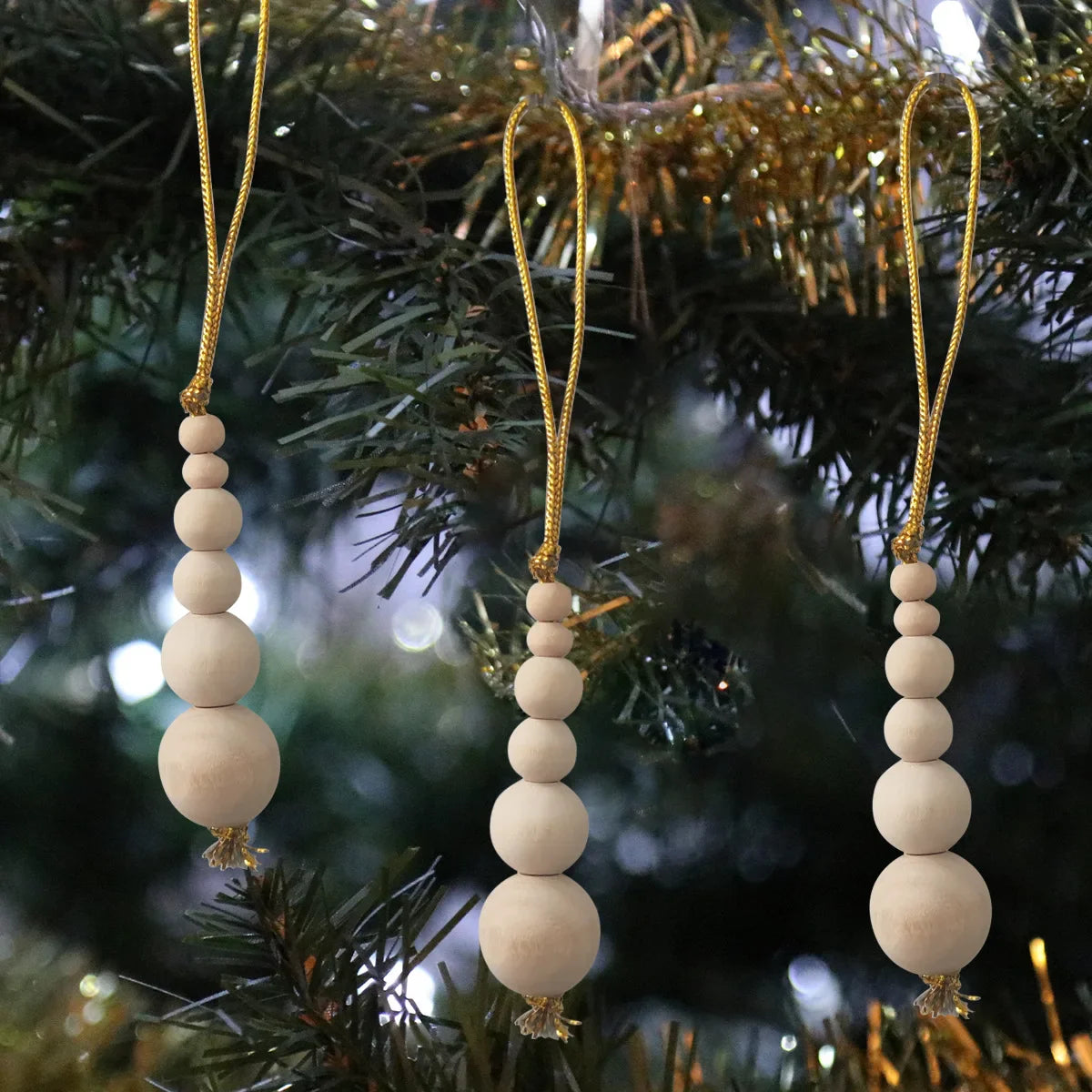 3 Stücke Holzperlen Weihnachtsbaum Dekor