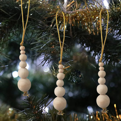 3 pièces de perles en bois pour décoration d'arbre de Noël