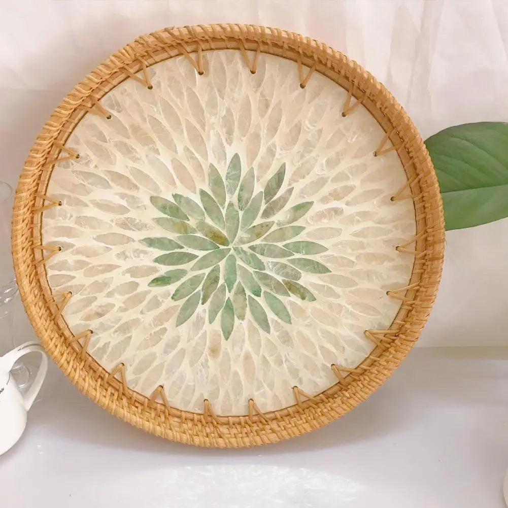 Colorful Shell Rattan Tray