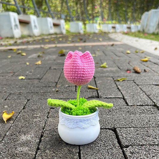 Hand Knitted Mini Potted Tulips