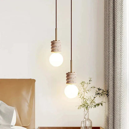 Lampada a sospensione moderna in travertino beige