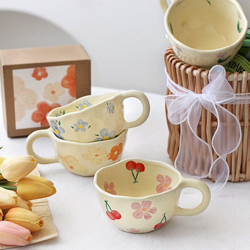 Vintage Floral Ceramic Coffee Mug