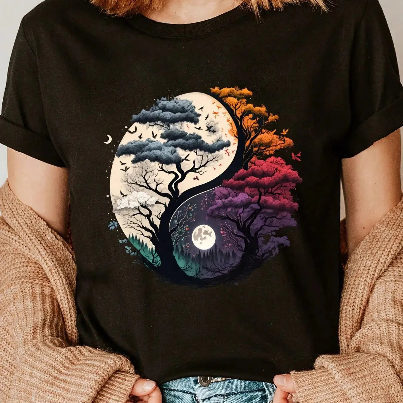 Yin-Yang Seasons Tree Graphic Tee