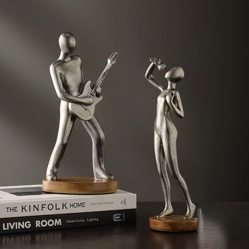 Abstract Musician Figurines - Resin Cello & Guitar Sculptures abstract musician figurine artistic home accessories cellist sculpture ornament Figurine guitarist figurine Lamp music lover gift resin sculpture home decor Sculpture