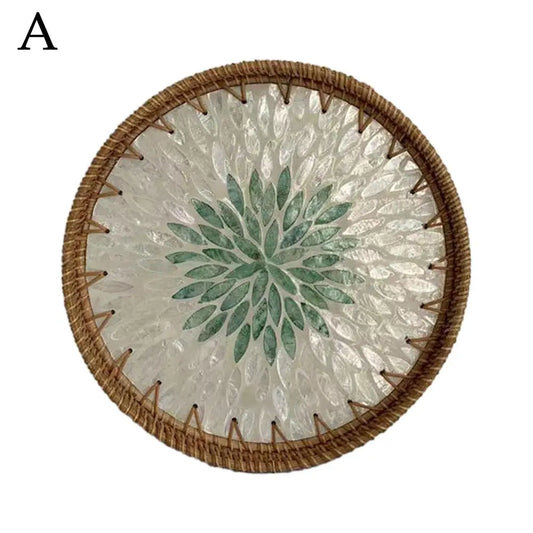 Colorful Shell Rattan Tray