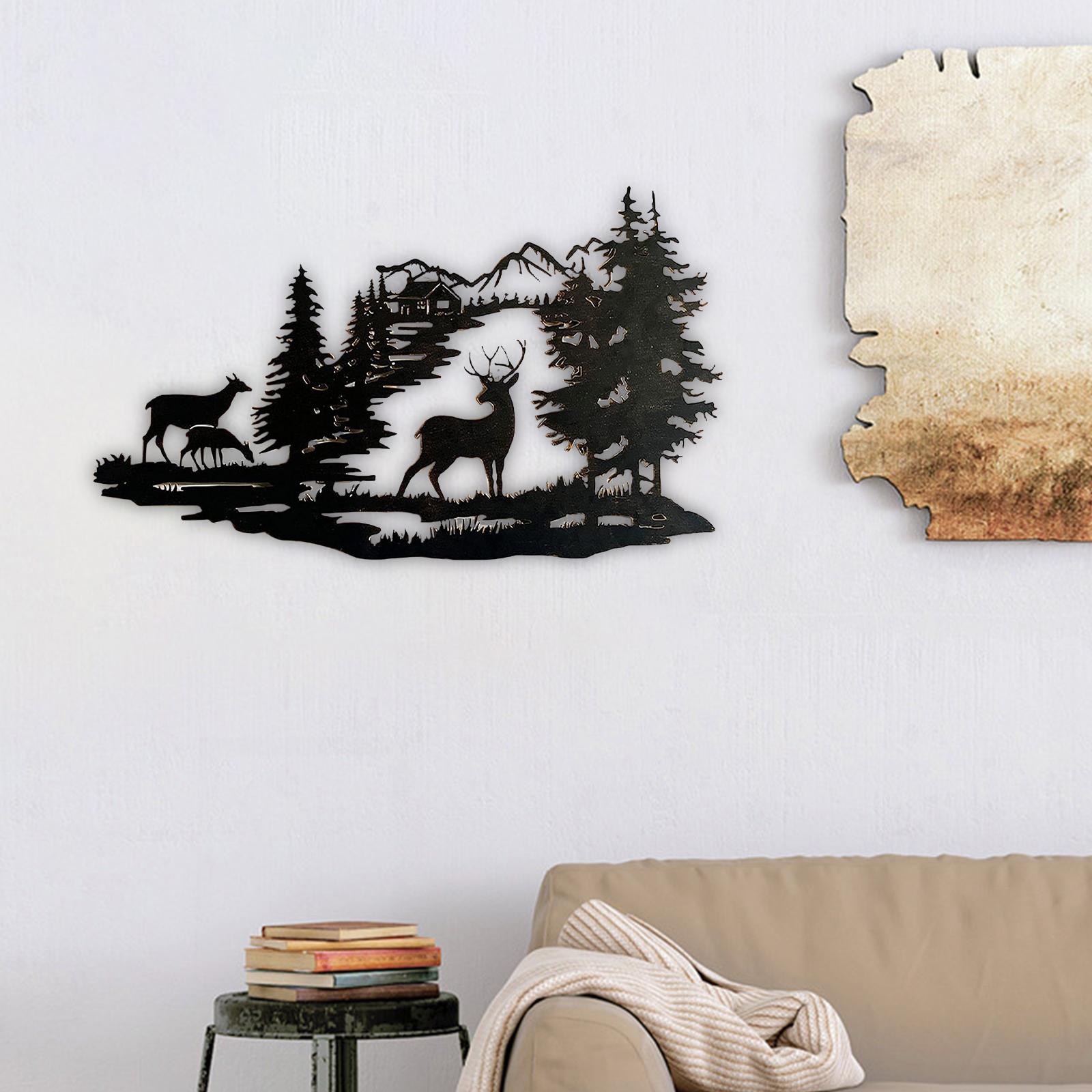 Deer Forest Hollow Out Metal Wall Art