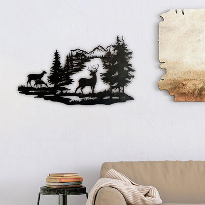 Deer Forest Hollow Out Metal Wall Art