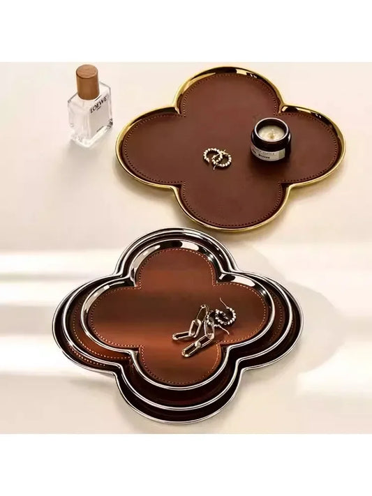 Luxury Leather Clover Tray