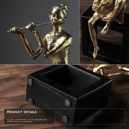 Musician Resin Figurine Statue for Desk and Room Décor