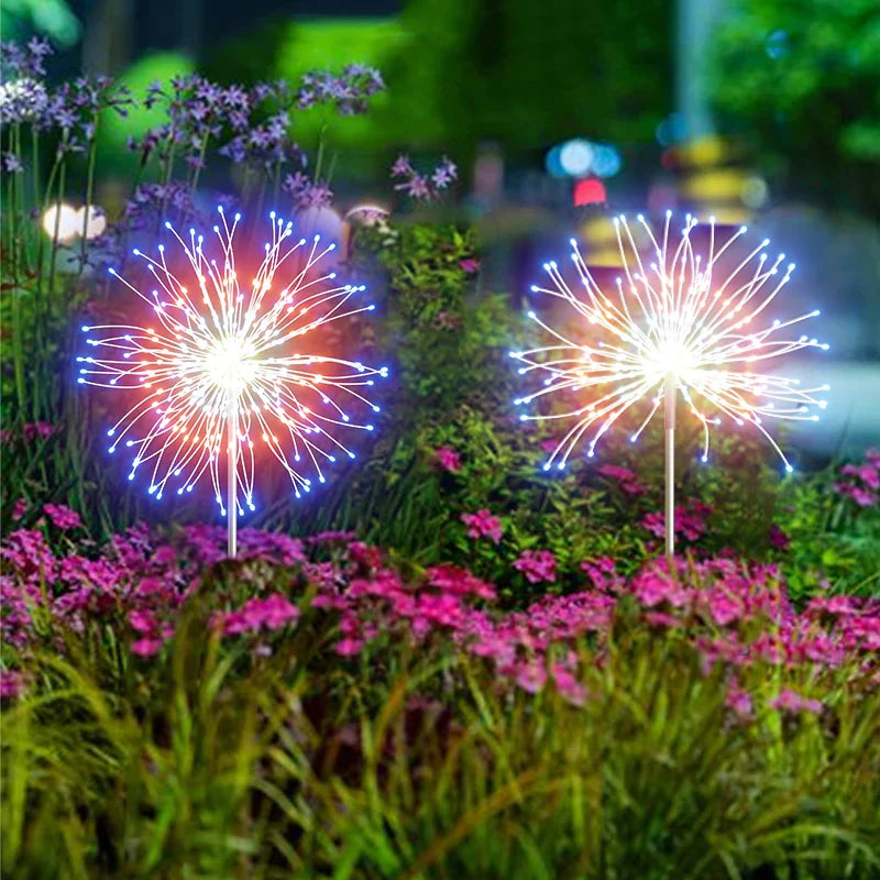 Luces solares de fuegos artificiales de hadas