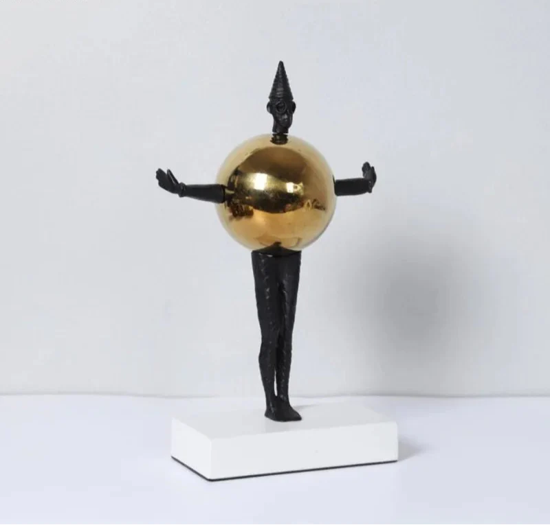 Abstract Metal Armor Ball Man Sculpture