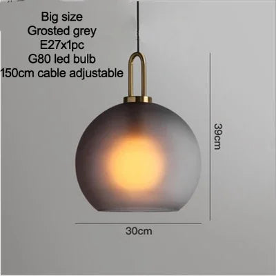 Lampe à suspension de plafond en verre sphère givrée