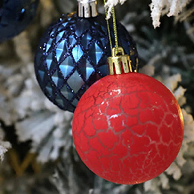 Decoración de árbol de bolas de Navidad con patrón mixto de 12 piezas