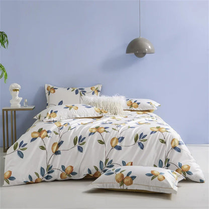 Lemon Branches Egyptian Cotton Duvet Cover Set