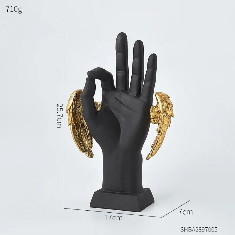 Modern Resin Hand Gesture Sculptures