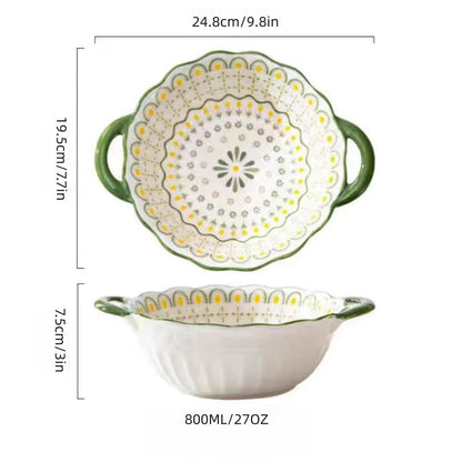 Scallop Edge Ceramic Handle Bowls