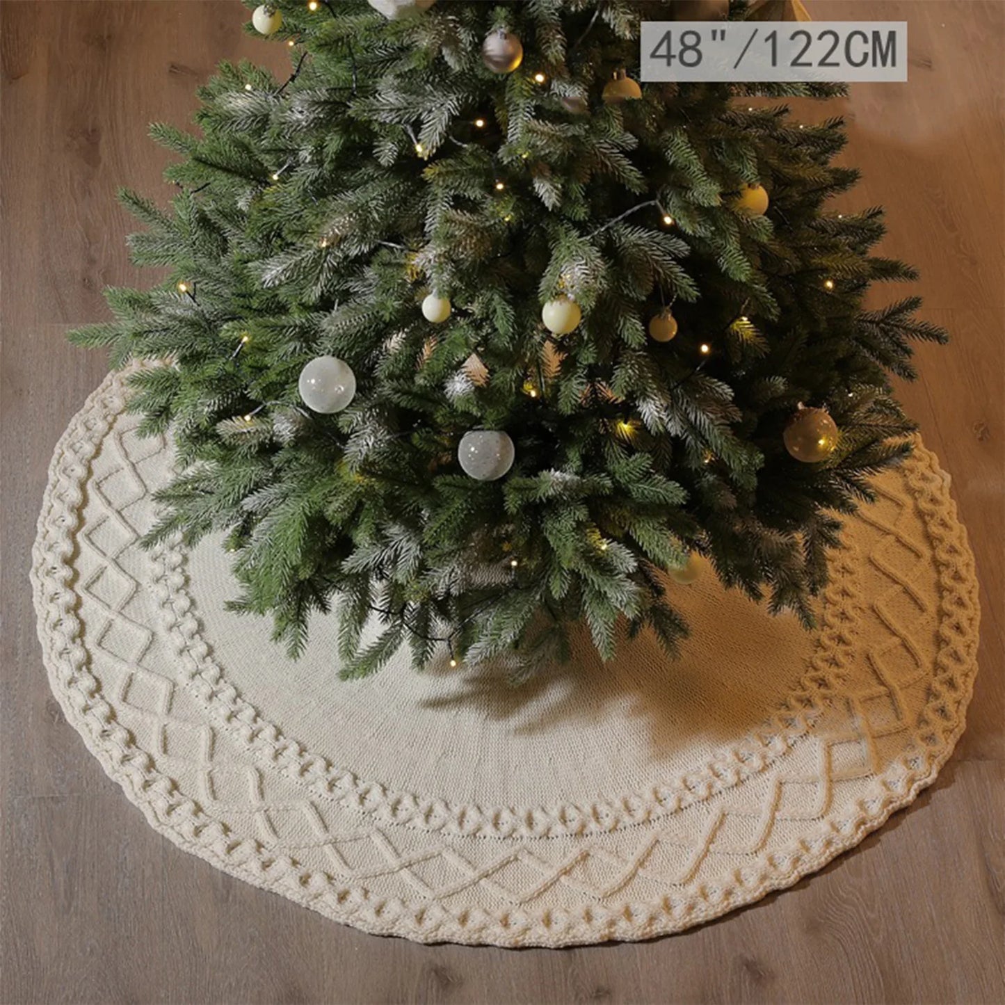 Rustic Knitted Christmas Tree Skirt