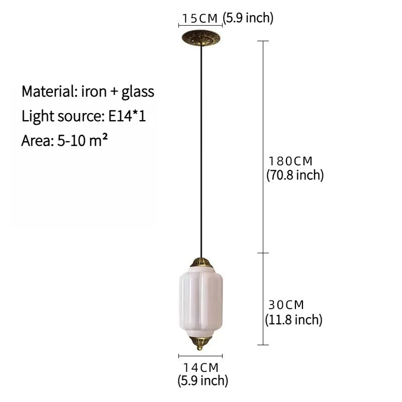Suspension vintage en verre strié