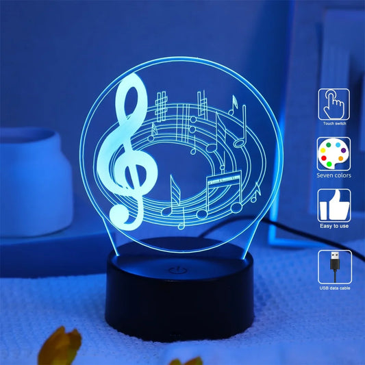 3D Musical Note Night Light