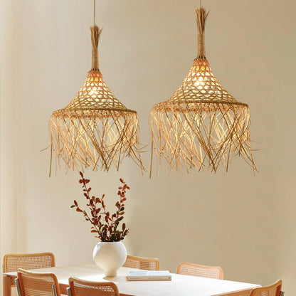 Hand-Woven Rattan Droplight Chandelier