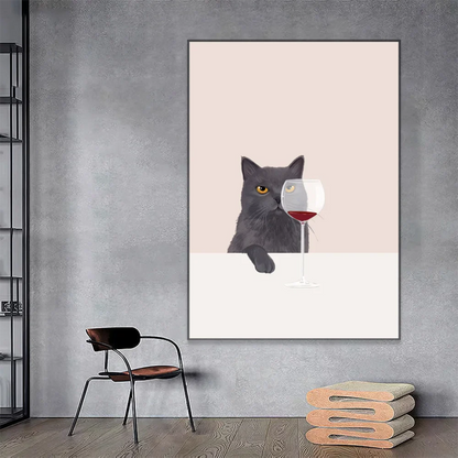 Wine Connoisseur Cat Canvas Art