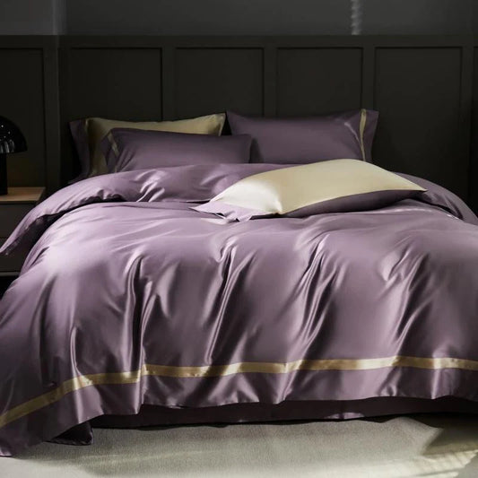 Manya Dusty Lavender Reversible Egyptian Cotton Silk Bedding Set Bedding Bedding set Color_Purple Cover Duvet King size bedding Material_Egyptian Cotton Queen size bedding set Size_Double Size_King Size_Queen Size_Twin Thread Count_1000TC