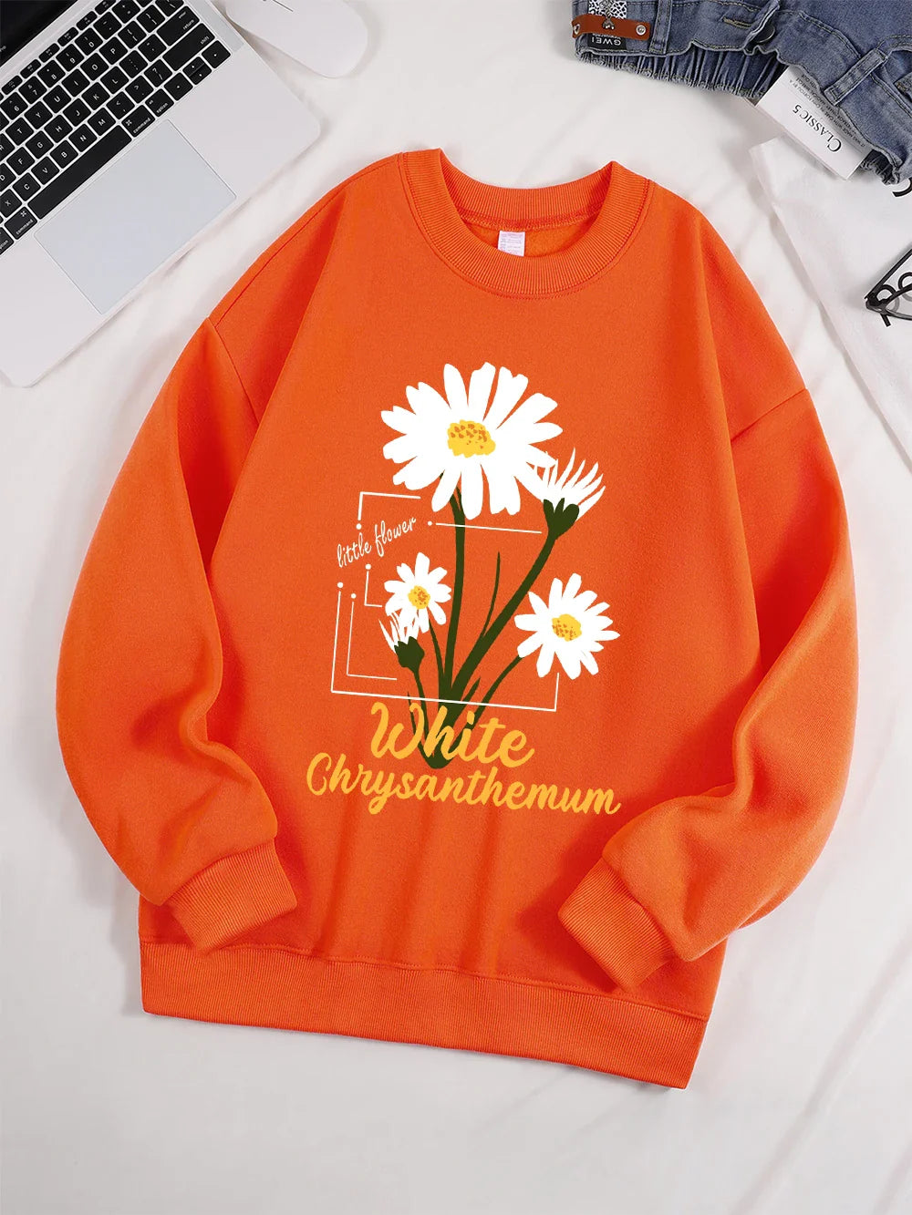 Little White Chrysanthemum Sweatshirt