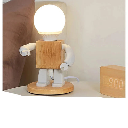 Nordic Wooden Robot Table Lamp