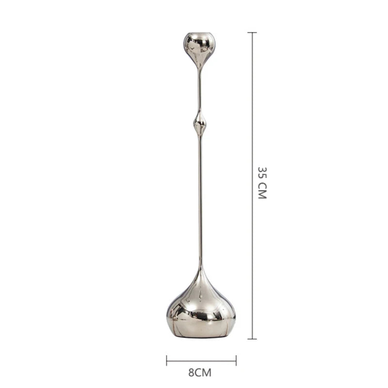 Stainless Steel Metal Candlestick Holder Romantic Table Decoration