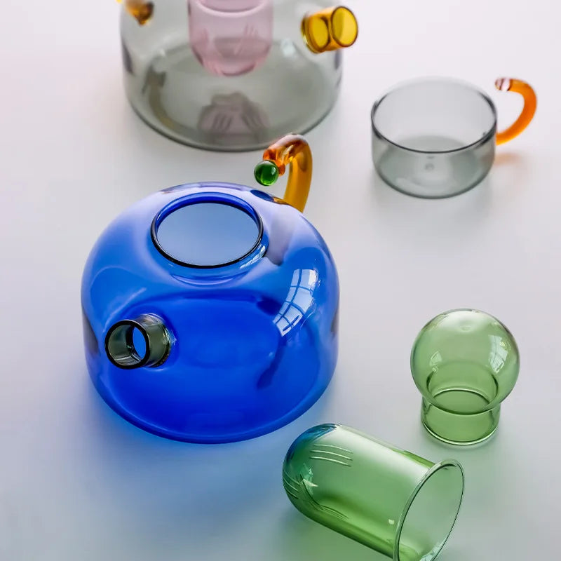 Contrasting Color Glass Tea Set