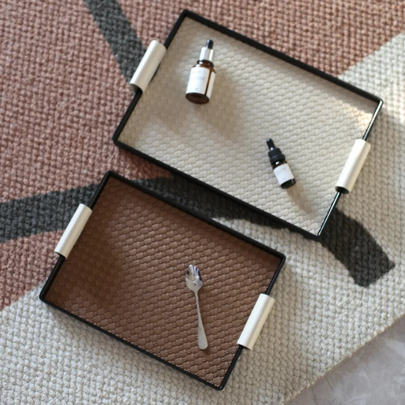 Plateau décoratif de luxe en cuir