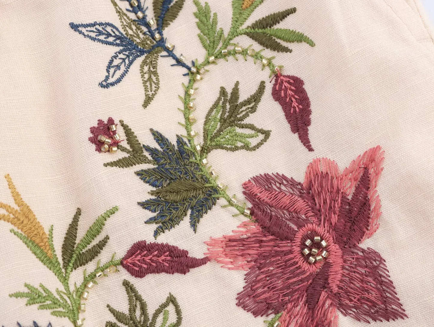 FloréaEase Drawstring Embroidery Shorts