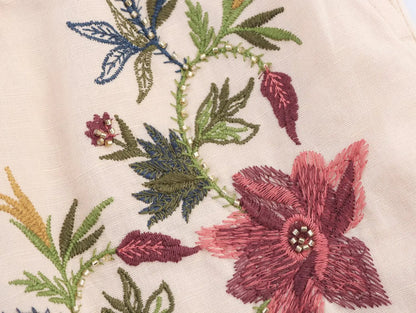 FloréaEase Drawstring Embroidery Shorts