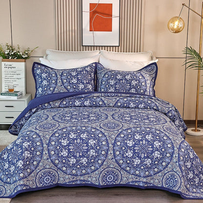 Blue Medalion Bedspread Set