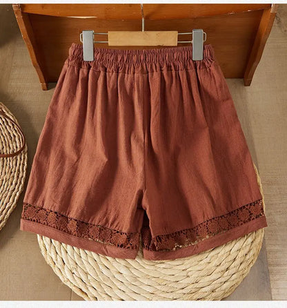 Floréa Hollow-Out Drawstring Shorts
