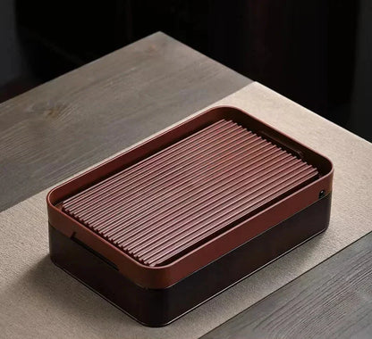 Multifunctional Bamboo Tea Tray with Drainage