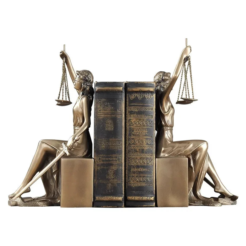 European Antique Justice Goddess Bookends